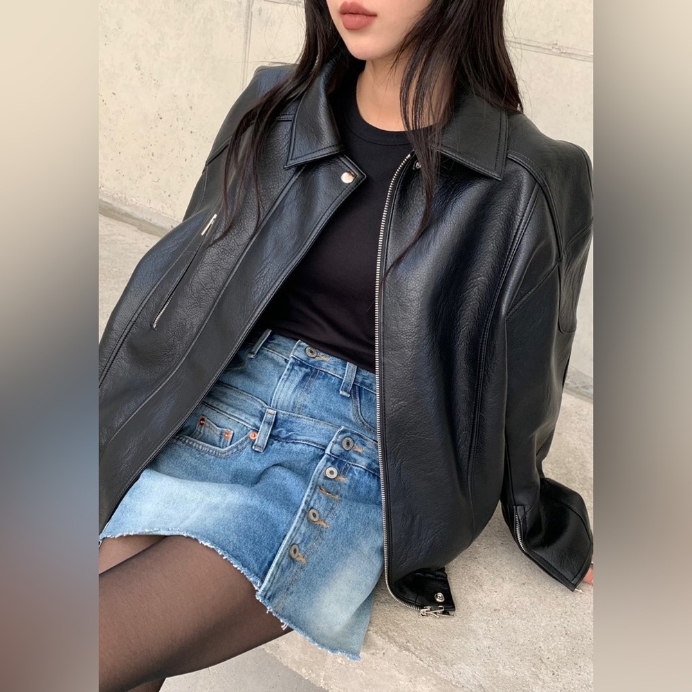 NEW The Frankie Shop ENORA FAUX LEATHER JACKET - BLACK - Picture 8 of 16